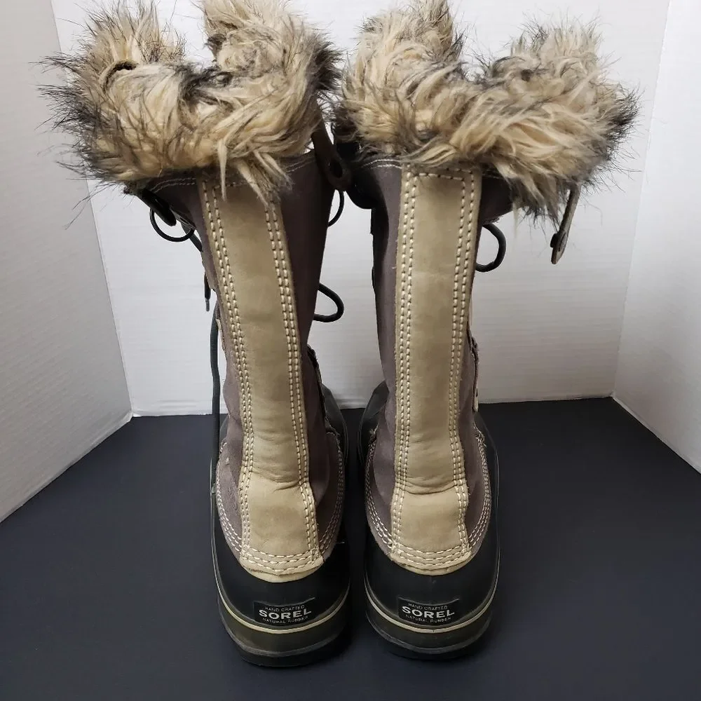 Sorel Brown and Tan Faux-Fur Winter Rain Boots - Picture 2 of 16